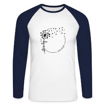 Christlicher Löwenzahn Design Ewigkeit Johannes 10,28 - Unisex Baseballshirt langarm - Weiß/Navy - Vorne - Nik (191cm)