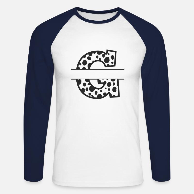 Buchstabe G benutzerdefiniertes Kuhmuster - Unisex Baseballshirt langarm - Weiß/Navy