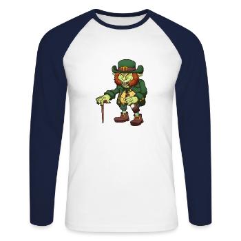 Böser Kobold - Unisex Baseballshirt langarm - Weiß/Navy - Vorne - Nik (191cm)