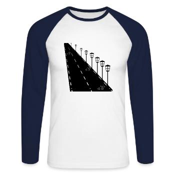 En route vers nulle part - T-shirt baseball manches longues Homme - blanc/marine - Devant - Nik (191cm)