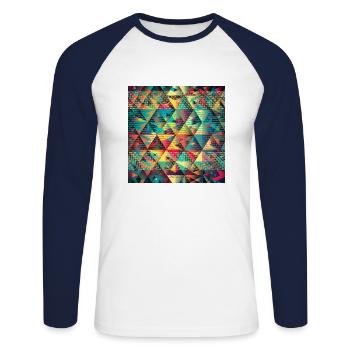 Trance Triangles - Unisex Long Sleeve Baseball T-Shirt - white/navy - Front - Nik (191cm)