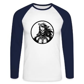 ZOMBIE GIRL - T-shirt baseball manches longues Homme - blanc/marine - Devant - Nik (191cm)