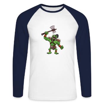 Troll Chief - Unisex Long Sleeve Baseball T-Shirt - white/navy - Front - Nik (191cm)