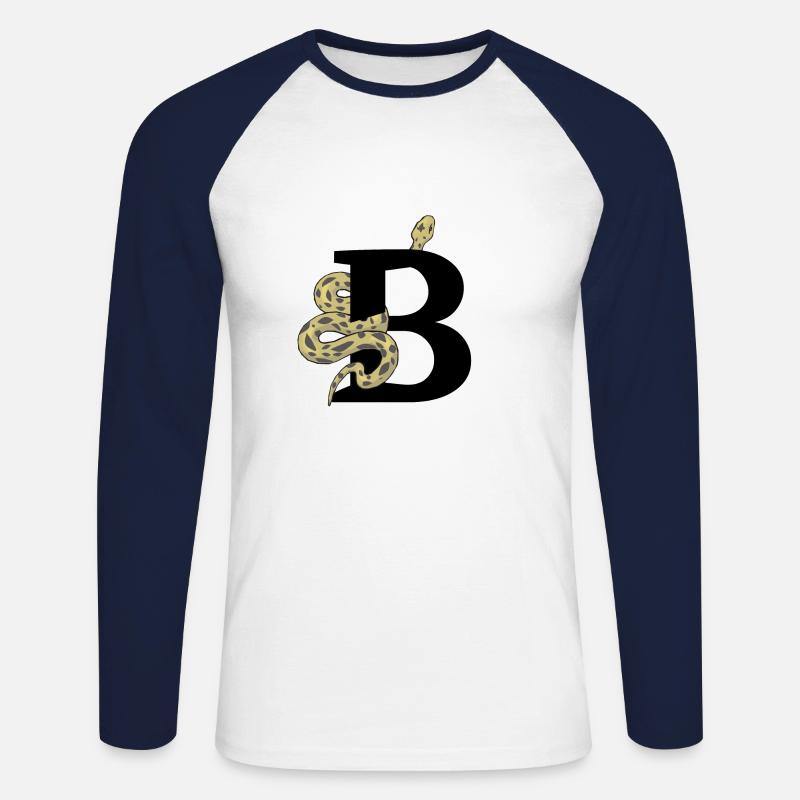 Buchstabe b Schlange - Unisex Baseballshirt langarm - Weiß/Navy