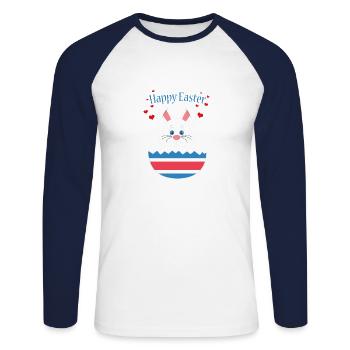 Liebe Osterhase - Unisex Baseballshirt langarm - Weiß/Navy - Vorne - Nik (191cm)