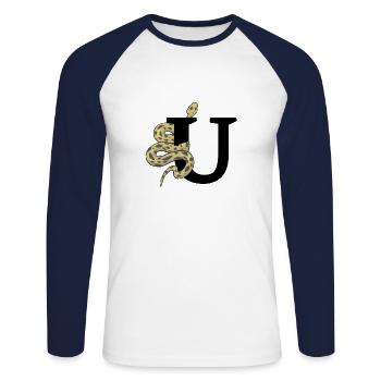Letter u snake - Unisex Long Sleeve Baseball T-Shirt - white/navy - Front - Nik (191cm)