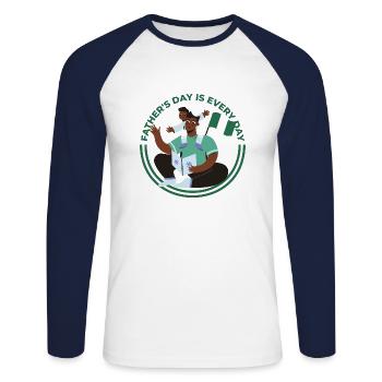 Nigerian Nigerian Father Dad Daddy Son I Gift - Unisex Long Sleeve Baseball T-Shirt - white/navy - Front - Nik (191cm)