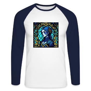 Gothic girl - Unisex Long Sleeve Baseball T-Shirt - white/navy - Front - Nik (191cm)