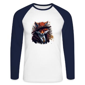 Fox Detective Splash 5000 - AI - DIGITAL - Unisex Long Sleeve Baseball T-Shirt - white/navy - Front - Nik (191cm)