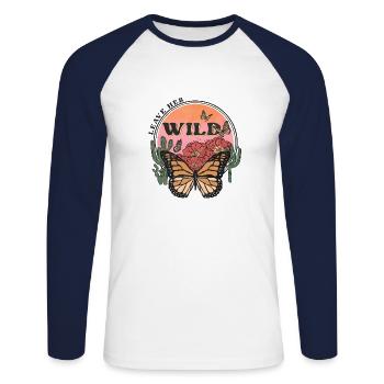Western Desert Retro 9 - Unisex Long Sleeve Baseball T-Shirt - white/navy - Front - Nik (191cm)