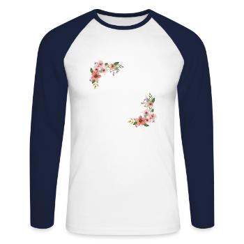 La mariée floral - T-shirt baseball manches longues Homme - blanc/marine - Devant - Nik (191cm)