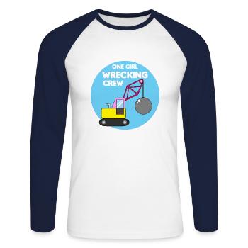 Bagger Baustelle Bauarbeiterin Mädchen I Geschenk - Unisex Baseballshirt langarm - Weiß/Navy - Vorne - Nik (191cm)