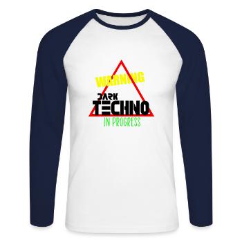 Dark techno in progress - Unisex Long Sleeve Baseball T-Shirt - white/navy - Front - Nik (191cm)