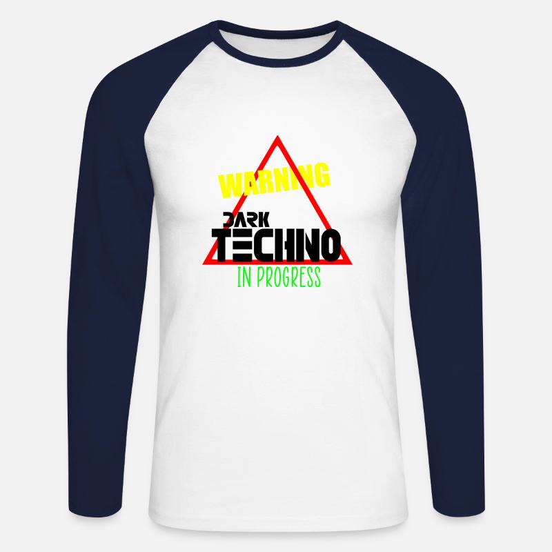 Düsterer Techno in Arbeit - Unisex Baseballshirt langarm - Weiß/Navy