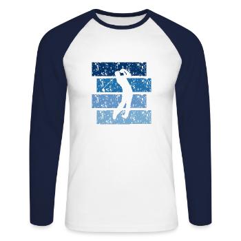 Golf-Geschenk Vintage - Unisex Baseballshirt langarm - Weiß/Navy - Vorne - Nik (191cm)