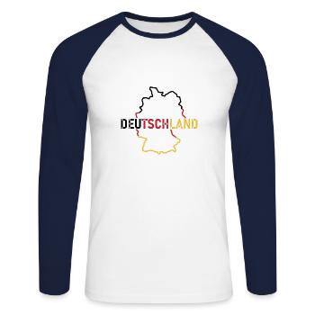 Carte de l’Allemagne - T-shirt baseball manches longues Homme - blanc/marine - Devant - Nik (191cm)