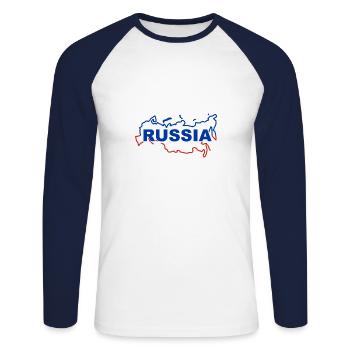 Carte de la Russie - T-shirt baseball manches longues Homme - blanc/marine - Devant - Nik (191cm)