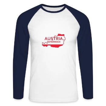 Carte de l’Autriche - T-shirt baseball manches longues Homme - blanc/marine - Devant - Nik (191cm)