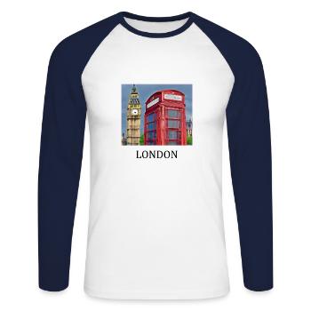 Big Ben de Londres - T-shirt baseball manches longues Homme - blanc/marine - Devant - Nik (191cm)