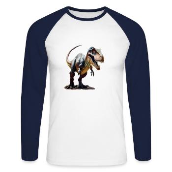 Dinosaur - Unisex Long Sleeve Baseball T-Shirt - white/navy - Front - Nik (191cm)