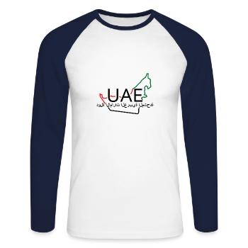 Carte des Émirats arabes unis - T-shirt baseball manches longues Homme - blanc/marine - Devant - Nik (191cm)