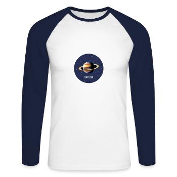 Planète Saturne - T-shirt baseball manches longues Homme - blanc/marine - Devant - Nik (191cm)