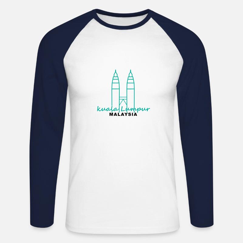 Kuala Lumpur - Unisex Baseballshirt langarm - Weiß/Navy