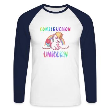 Excavator Construction Site Construction Worker Girl I Gift - Unisex Long Sleeve Baseball T-Shirt - white/navy - Front - Nik (191cm)