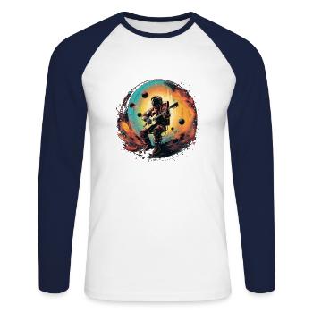 Music from space 1 no background - Unisex Long Sleeve Baseball T-Shirt - white/navy - Front - Nik (191cm)
