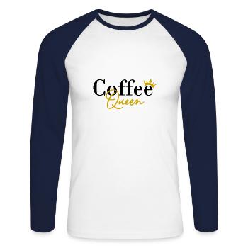 Coffee Queen - Unisex Baseballshirt langarm - Weiß/Navy - Vorne - Nik (191cm)