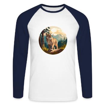 Cougar - T-shirt baseball manches longues Homme - blanc/marine - Devant - Nik (191cm)