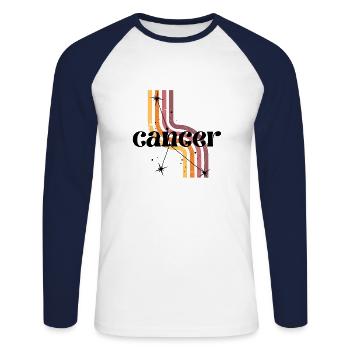 Cancer retro horoscope - Unisex Long Sleeve Baseball T-Shirt - white/navy - Front - Nik (191cm)