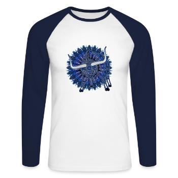 Kaleidoscope Longhorn 2023 11 - Unisex Long Sleeve Baseball T-Shirt - white/navy - Front - Nik (191cm)