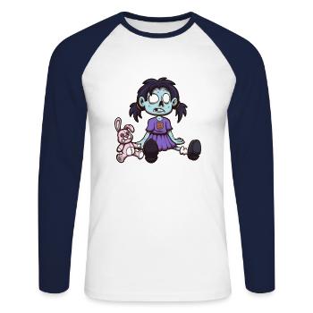 Kleines Zombie-Mädchen - Unisex Baseballshirt langarm - Weiß/Navy - Vorne - Nik (191cm)