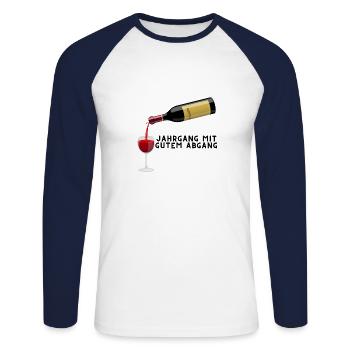 Matura Abgang - Unisex Baseballshirt langarm - Weiß/Navy - Vorne - Nik (191cm)