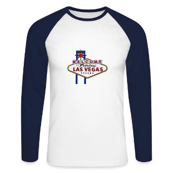 Willkommen bei Fabulous Las Vegas Poster - Unisex Baseballshirt langarm - Weiß/Navy - Vorne - Nik (191cm)