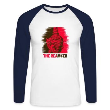 Kambodscha Krieger Khmer Schwert Flagge I Geschenk - Unisex Baseballshirt langarm - Weiß/Navy - Vorne - Nik (191cm)
