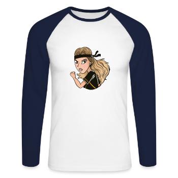 Kung Fu Karate Mädchen in schwarzem Gewand - Unisex Baseballshirt langarm - Weiß/Navy - Vorne - Nik (191cm)