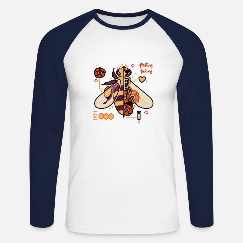 Anatomie einer Biene - Unisex Baseballshirt langarm - Weiß/Navy