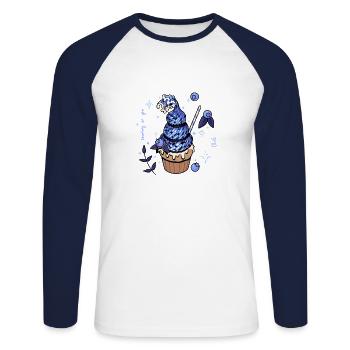 Cupcake Océan - T-shirt baseball manches longues Homme - blanc/marine - Devant - Nik (191cm)