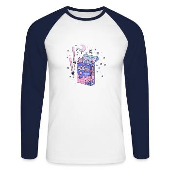 Savoureux Bocky - T-shirt baseball manches longues Homme - blanc/marine - Devant - Nik (191cm)