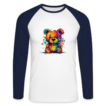 Teddy - T-shirt baseball manches longues Homme - blanc/marine - Devant - Nik (191cm)