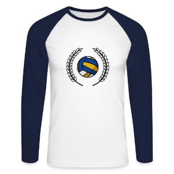 Volleyball-Krone - Unisex Baseballshirt langarm - Weiß/Navy - Vorne - Nik (191cm)
