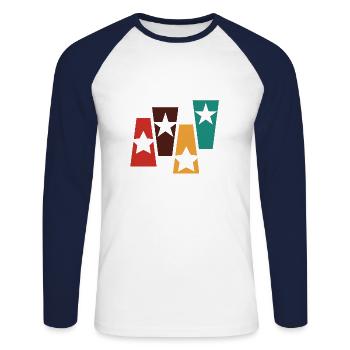 Étoile rétro vintage-idée cadeau étoile - T-shirt baseball manches longues Homme - blanc/marine - Devant - Nik (191cm)