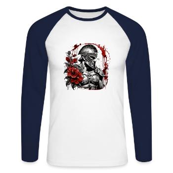 Gladiator tatto art ink - Unisex Long Sleeve Baseball T-Shirt - white/navy - Front - Nik (191cm)