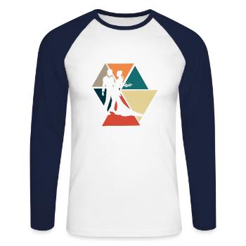 Vintage Retro Bräutigam Paar-Braut Geschenkidee - Unisex Baseballshirt langarm - Weiß/Navy - Vorne - Nik (191cm)