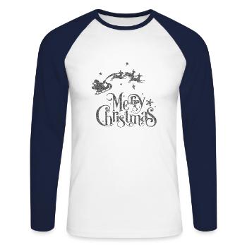 Xmas christmas Santa Claus naughty holidays winter - Unisex Long Sleeve Baseball T-Shirt - white/navy - Front - Nik (191cm)
