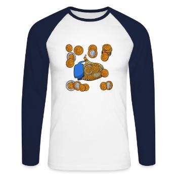 Pièces de monnaie en chocolat de la Saint-Nicolas - T-shirt baseball manches longues Homme - blanc/marine - Devant - Nik (191cm)
