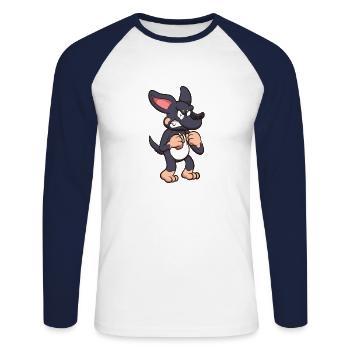 Wütender Chihuahua - Unisex Baseballshirt langarm - Weiß/Navy - Vorne - Nik (191cm)
