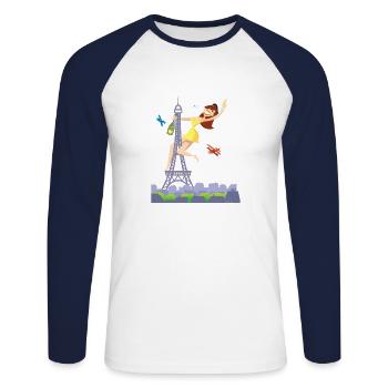 Parisienne Eiffel Tower Pole Dance - Unisex Long Sleeve Baseball T-Shirt - white/navy - Front - Nik (191cm)